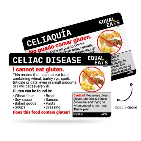 celiac gluten free translation cards